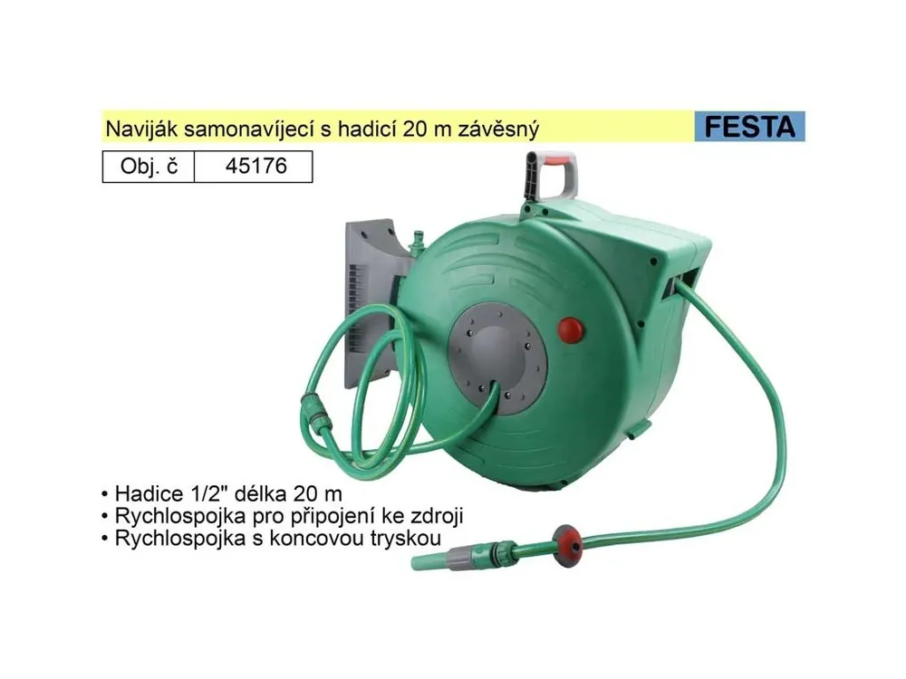 Naviják samonavíjecí s hadicí 20 m závěsný
