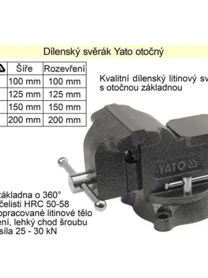 Svěrák YATO otočný 200 mm