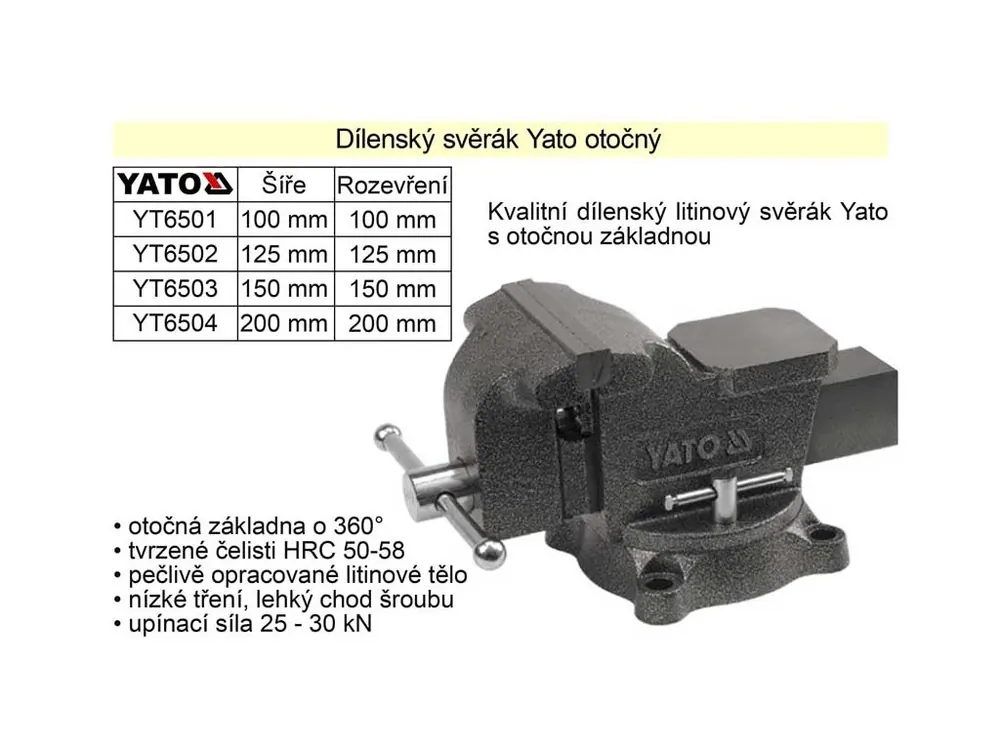 Svěrák YATO otočný 200 mm