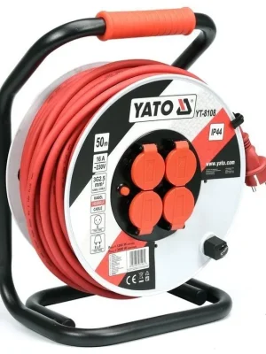 YATO Prodlužovací kabel na cívce 50m, 230V 3x2,5mm, gumová izolace, 4 zásuvky YT-8108