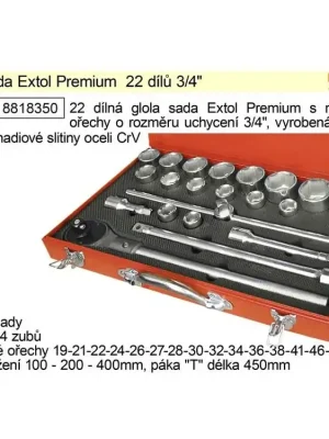 Gola sada Extol Premium 22 dílů 3/4"