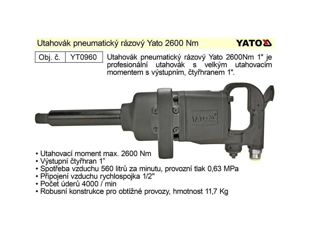 YATO Rázový utahovák Yato 2600 Nm 1" YT-0960