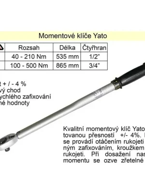 Momentový klíč ohybový 100 - 500 Nm 3/4"  Yato
