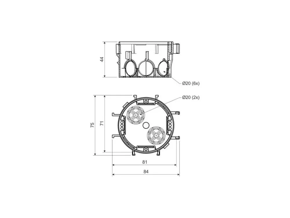 Krabice KP 67/2, 70 x 45mm