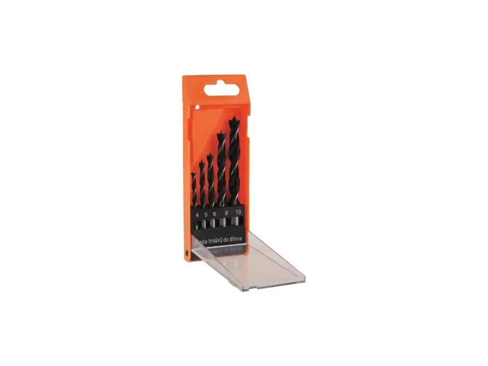 Vrták do dřeva, SET, 4 – 10 mm, 5 ks, plast