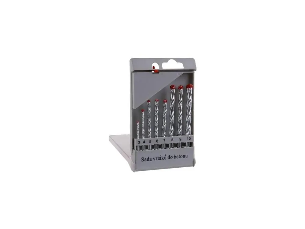 Vrták do betonu, SET, 3 – 10 mm, 8 ks, plast
