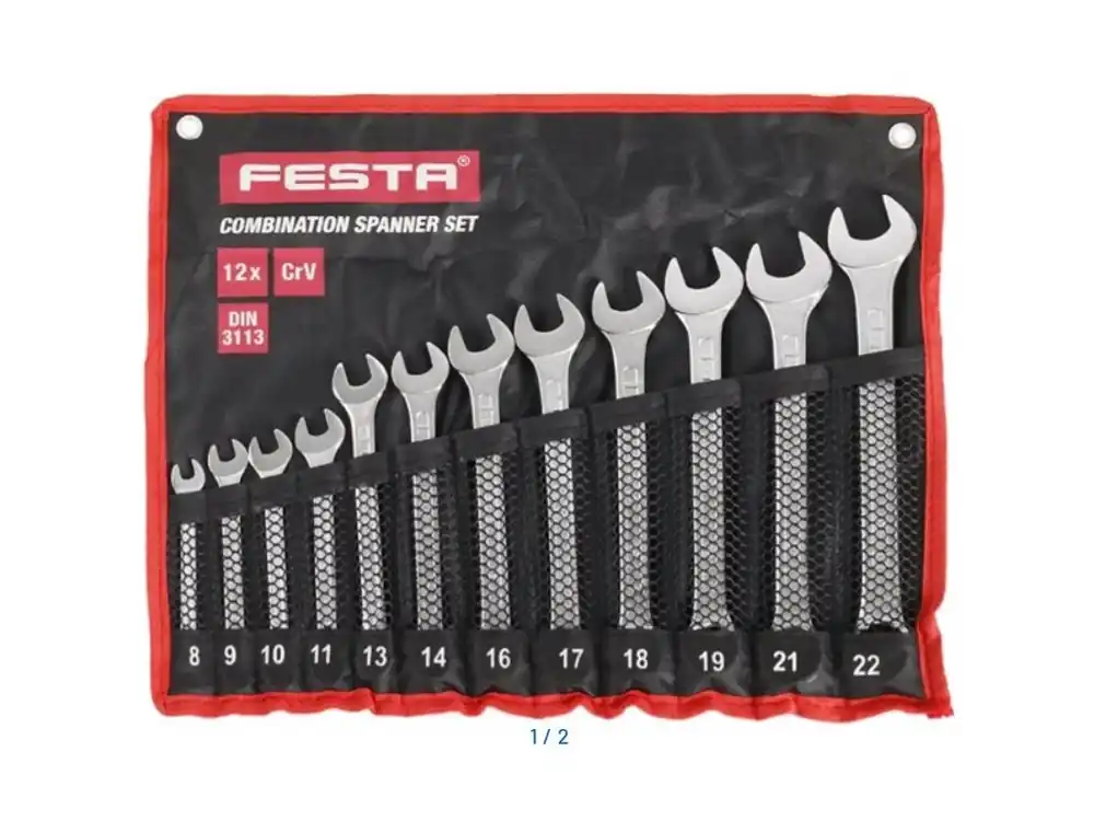 Klíče očkoploché CrV 12 ks, 8 - 22 mm