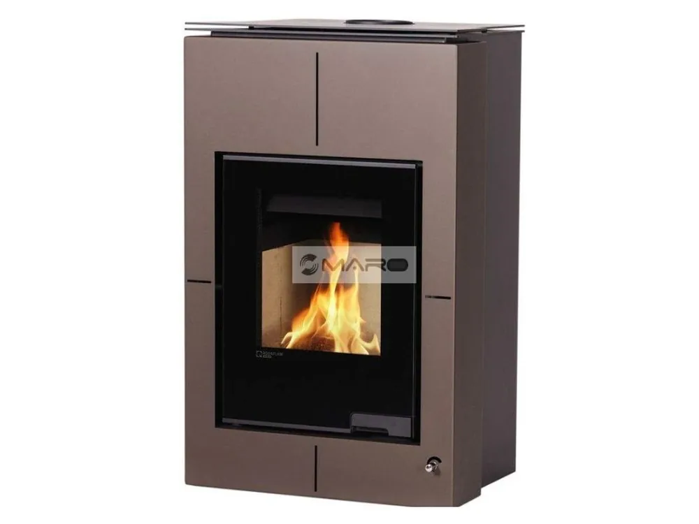 HS Flamingo Kamna krbová AQUAFLAM VARIO Saporo 11/5kW, 11 kW s výměníkem 5 kW a manuální regulací, hnědá - sametová