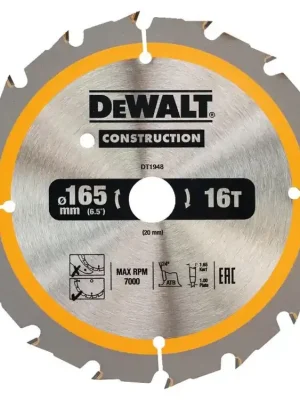 Pilový kotouč 165x1,6x20mm, 16 zubů DT1948 DeWALT
