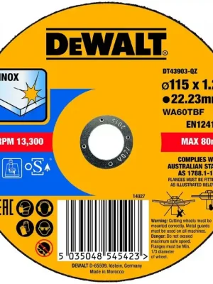 Řezný kotouč na nerezovou ocel 115x1,2x22,2 ( 10ks v plechovce) DeWALT DT43921