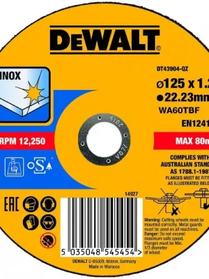 Řezný kotouč na nerezovou ocel 125x1,2x22,2 ( 10ks v plechovce) DeWALT DT43922