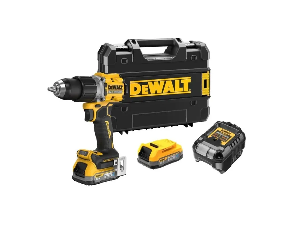 Aku bezuhlíková příklepová vrtačka 18V XR 1,7Ah POWERSTACK DCD805E2T DeWALT