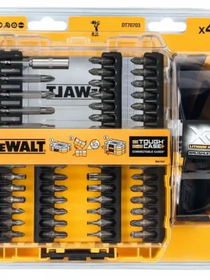 47dílná sada bitů a nástavců a pracovní brýle DeWALT DT70703