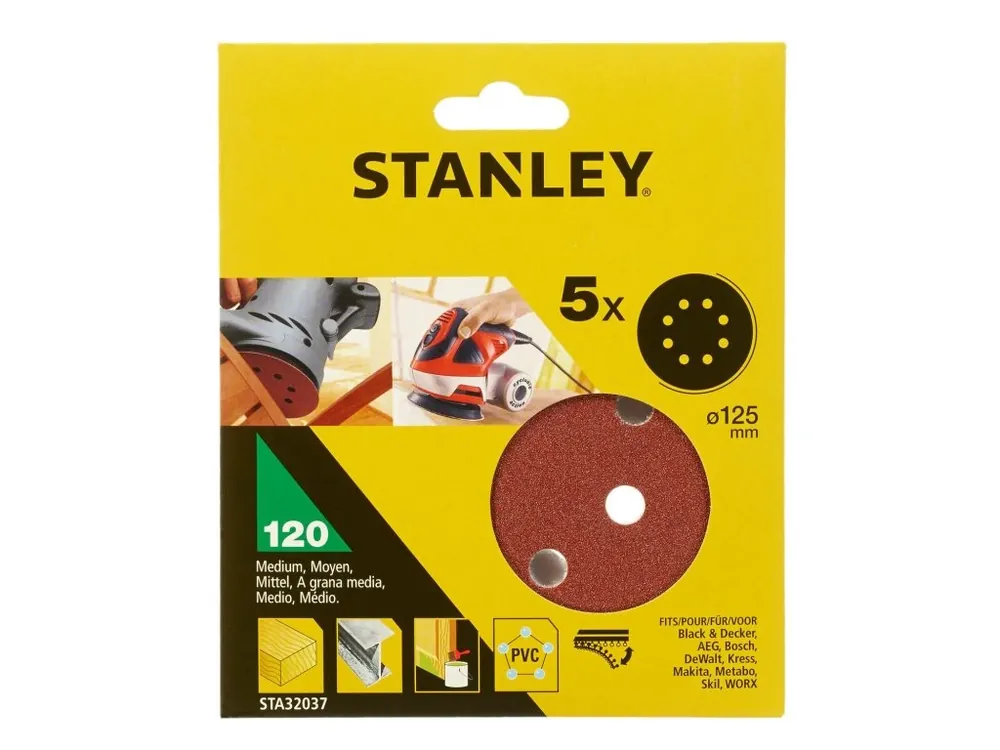 Brusné papíry pro excentrickou brusku O 125 mm P120 (5ks) STANLEY STA32037