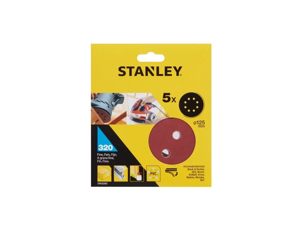 Brusné papíry pro excentrickou brusku O 125 mm P320 (5ks) STANLEY STA32262