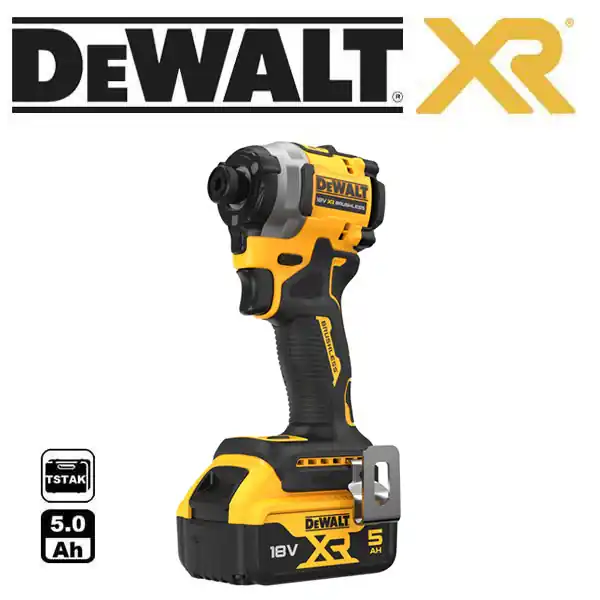 DCF850P2T Aku rázový utahovák bezuhlíkový 1/4" 2x 18V/5,0Ah Li-Ion, kufr TStak, DeWALT