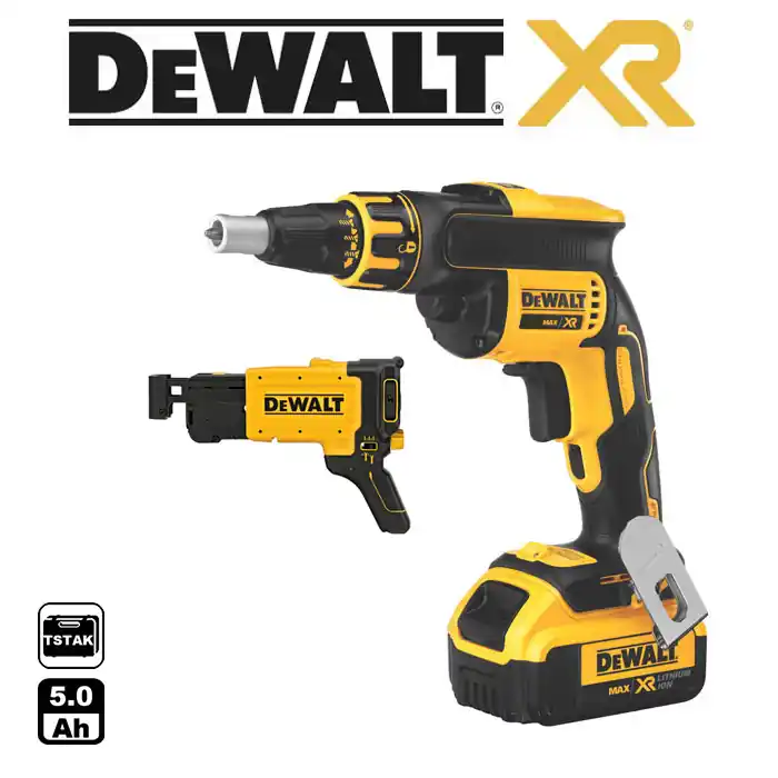DCF620P2K Aku sádrokartonářský šroubovák bezuhlíkový + zásobník 18V/5,0Ah Li-Ion, DeWALT
