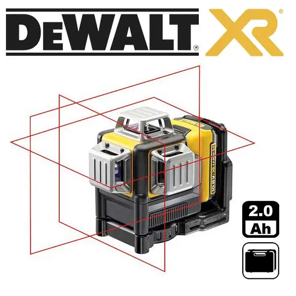 DCE089D1R Laser samonivelační kříž, 3x 360° červený paprsek 10,8V 1x 2,0Ah Li-Ion DeWALT