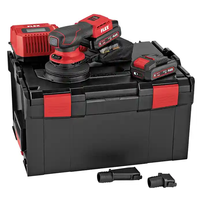 ORE 2-125 18-EC/2.5 Set Aku excentrická bruska 125mm, bezuhlík 18V 2x 2,5Ah, kufr, Flex