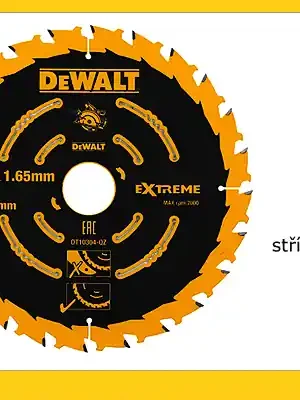 Pilový kotouč 190x1,65x30mm, SK24 ATB, 20° univerzální řez, DT10304 DeWalt