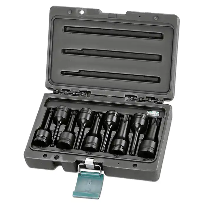 Sada hlavic 1/2" průmyslových zástrčných torx TRX 25-70mm L78mm 9dílná, kufřík, Honiton