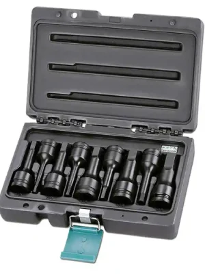 Sada hlavic 1/2" průmyslových zástrčných inbus HEX 5-19mm L78mm 9dílná, kufřík, Honiton