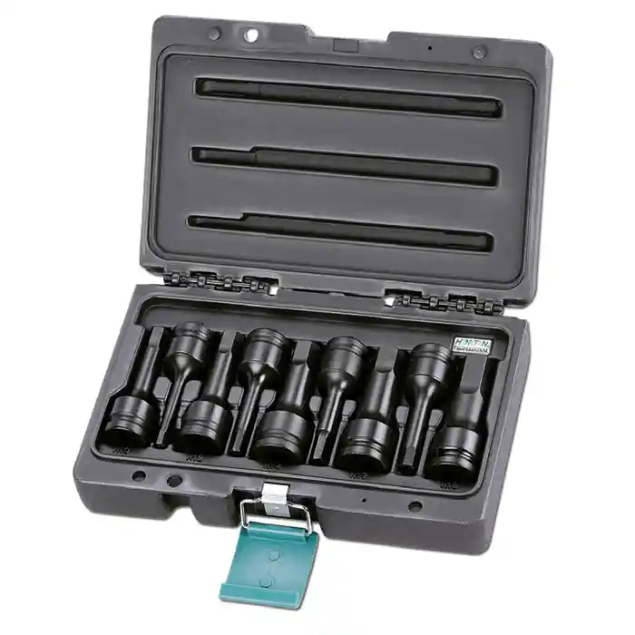 Sada hlavic 1/2" průmyslových zástrčných inbus HEX 5-19mm L78mm 9dílná, kufřík, Honiton