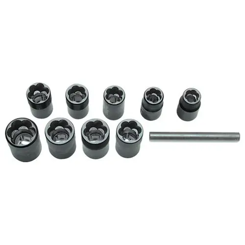 Hlavice sada 3/8" pro uvolňování poničených šroubů, 10 dílná 10-19mm, Kennedy