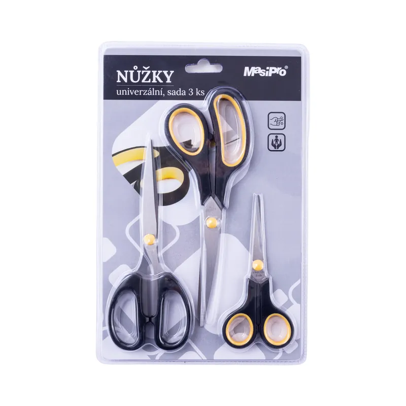Nůžky univerzální/kancelářské sada 3ks (21 a 18,5 a 14cm)
