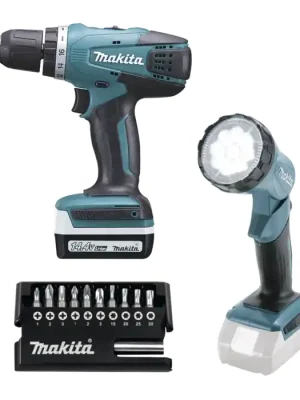 Makita DF347DWLX1 Aku vrtací šroubovák s lampou a příslušenstvím Li-ion 14,4V/1,3Ah