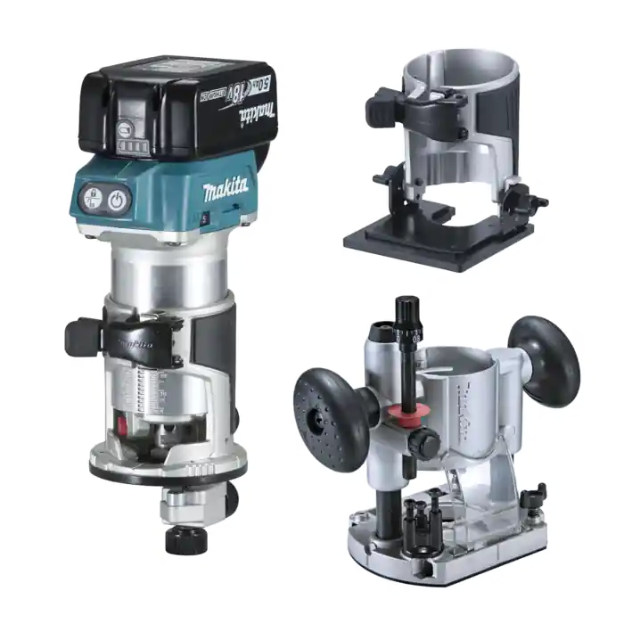 Makita aku kombinovaná frézka s příslušenstvím Li-ion LXT 18V/5,0Ah, DRT50RTJX2