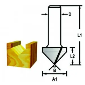 Drážkovací fréza tvaru V stopka 6 mm,19x16x48 mm
