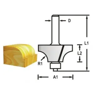 Zaoblovací fréza s ložiskem stopka 8 mm,19x9,5x52 mm