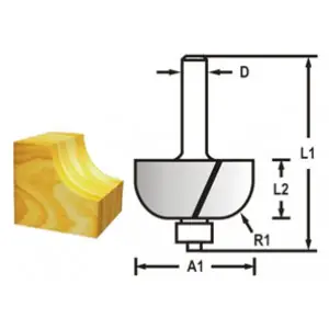 Žlábkovací fréza s ložiskem stopka 8 mm,19x9,7x46 mm