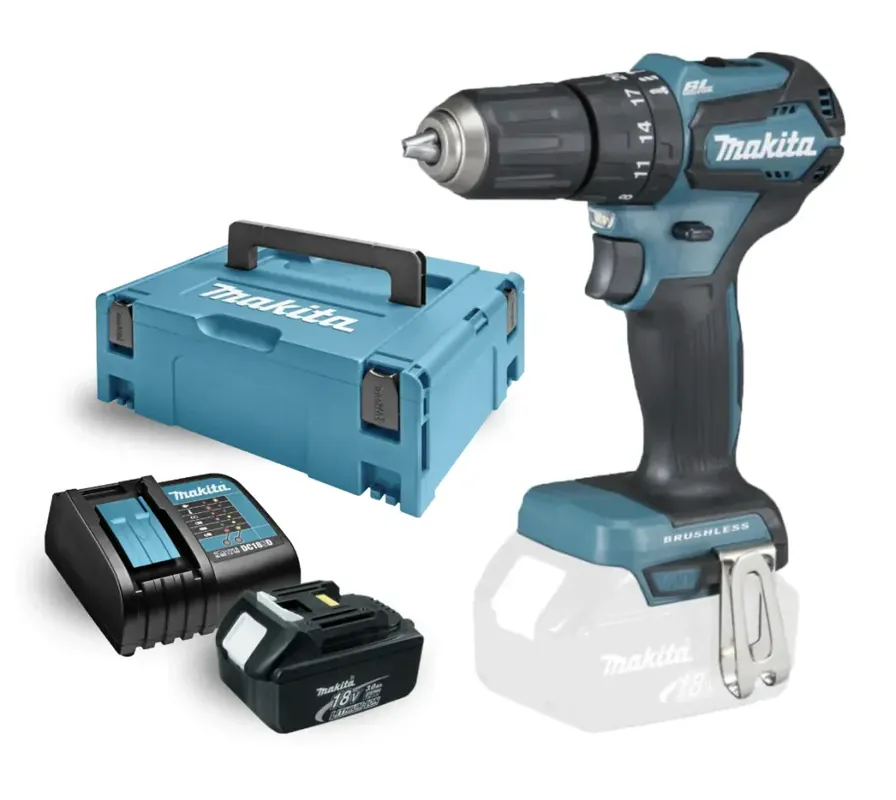 Makita aku bezuhlíkový příklepový šroubovák Li-ion LXT 18V v sadě s BL1830, DC18SD a systainerem s vložkou, DHP483SET