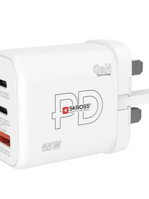 SKROSS DC57UK-PD65 USB A+C nabíjecí adaptér Power charger 65W GaN UK, Power Delivery, typ G