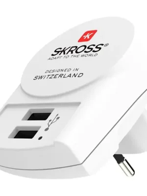 SKROSS DC10 USB nabíjecí adaptér EU, 2x USB-A, 12W, typ C