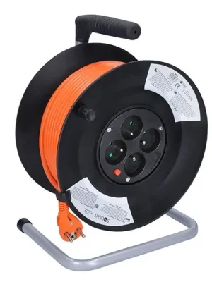 Solight PB03 prodlužovací přívod na bubnu, 4 zásuvky, 25m, oranžový kabel, 3x 1,5mm2