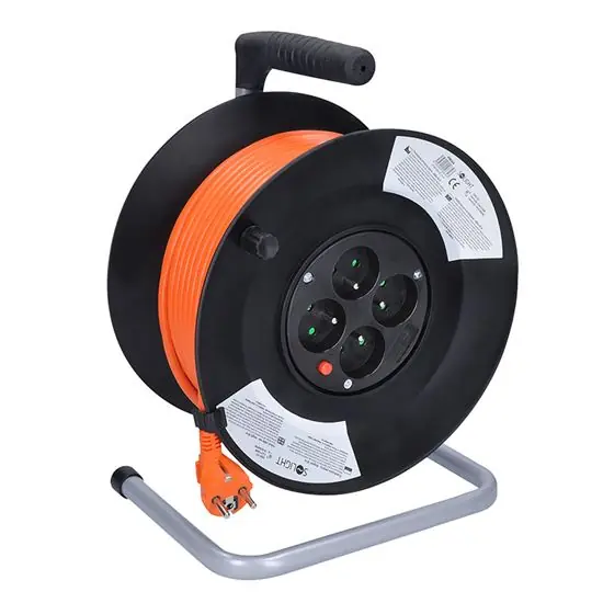 Solight PB03 prodlužovací přívod na bubnu, 4 zásuvky, 25m, oranžový kabel, 3x 1,5mm2