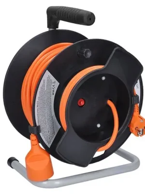 Solight PB11O prodlužovací přívod na bubnu, 1 zásuvka, 25m, oranžový kabel, 3x 1,5mm2