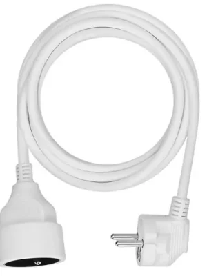 Solight PS02 prodlužovací přívod - spojka, 1 zásuvka, 2m, 3 x 1mm2, bílá