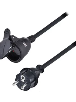 Solight PS30 prodlužovací přívod - spojka, 1 zásuvka, 5m, 3 x 1,5mm2, gumová, černá