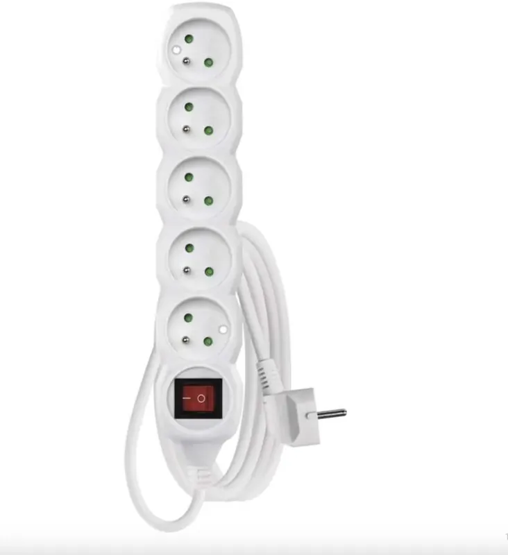 EMOS Prodlužovací kabel 5 m / 5 zásuvek / s vypínačem / bílý / PVC / 1,5 mm2