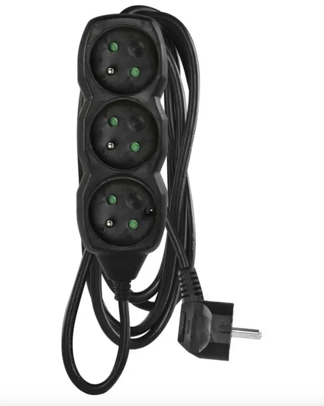 EMOS Prodlužovací kabel 3 m / 3 zásuvky / černý / PVC / 1,5 mm2