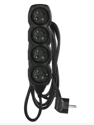 EMOS Prodlužovací kabel 3 m / 4 zásuvky / černý / PVC / 1,5 mm2