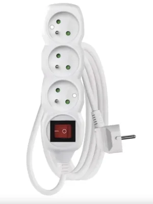 EMOS Prodlužovací kabel 3 m / 3 zásuvky / s vypínačem / bílý / PVC / 1 mm2
