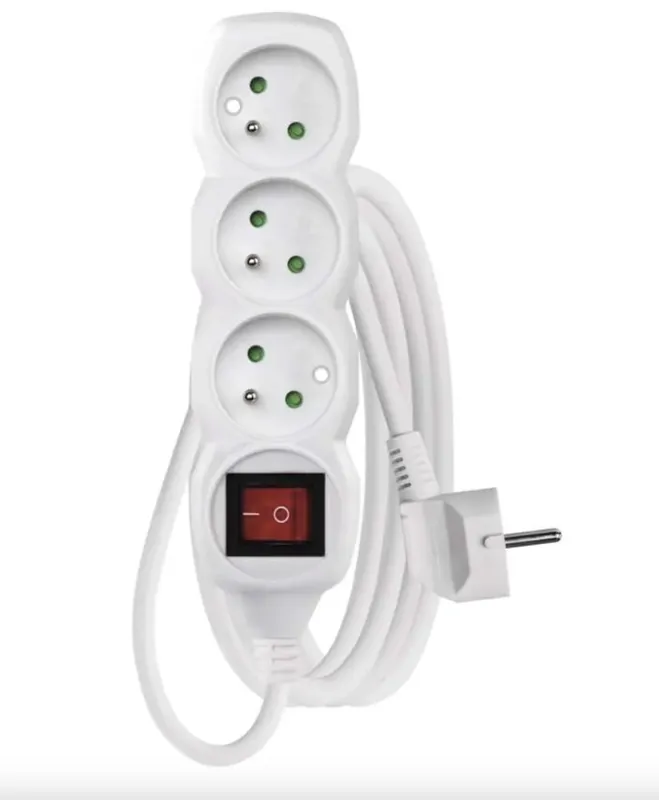 EMOS Prodlužovací kabel 5 m / 3 zásuvky / s vypínačem / bílý / PVC / 1 mm2