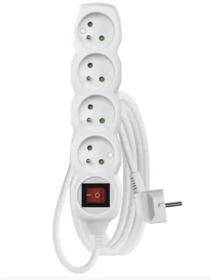EMOS Prodlužovací kabel 10 m / 4 zásuvky / s vypínačem / bílý / PVC / 1 mm2