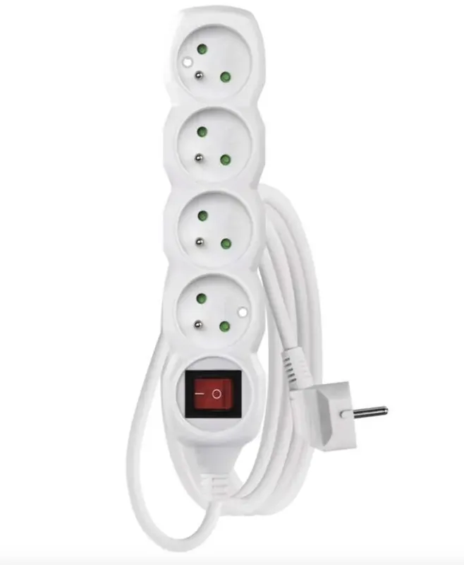 EMOS Prodlužovací kabel 10 m / 4 zásuvky / s vypínačem / bílý / PVC / 1 mm2