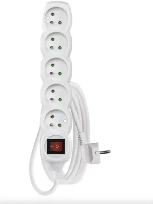 EMOS Prodlužovací kabel 5 m / 5 zásuvek / s vypínačem / bílý / PVC / 1 mm2